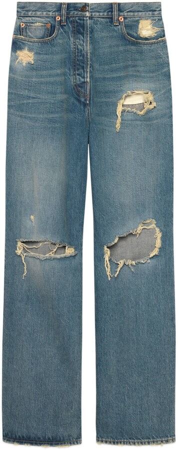 gucci eco washed organic denim pant|Ripped washed organic denim pant .